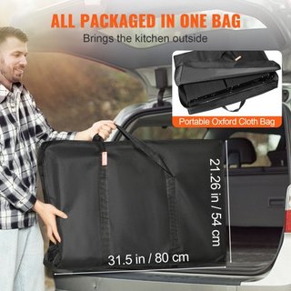 Mesa de Cocina para Camping, Estación de Cocción Portátil Plegable de Una Pieza con Bolsa de Transporte, Mesa de Camping de Aluminio Larga con 3 Mesas Laterales, 2 Estantes y un Fregadero Desmonta...
