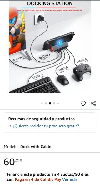 Base Carga TV SW2 para Nintendo Switch