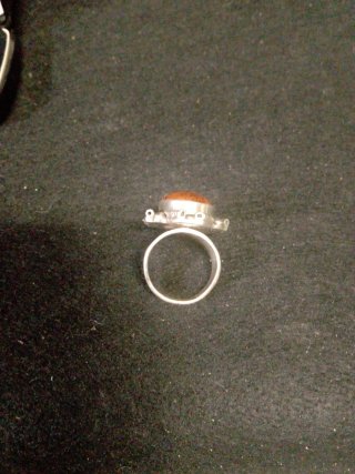 Anillo Plata Antigua Piedra Marrón