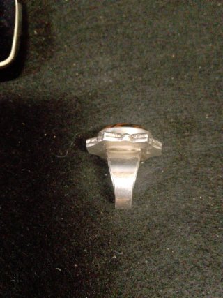 Anillo Plata Antigua Piedra Marrón