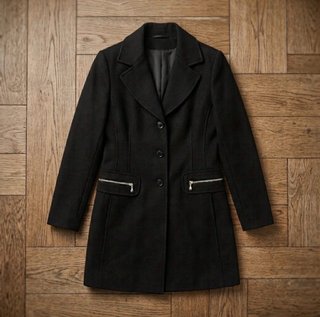 Cappotto Lana Nero Zip - Taglia 48