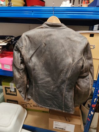 Chaqueta Piel Moto Mujer Marrón. Talla 125