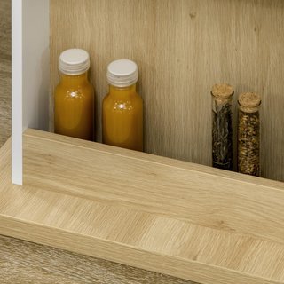 Isola Cucina 4-6 Persone, Credenza con 2 Ante e Ripiani Aperti, 110X70X75.5 Cm, Bianco e Legno