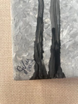 Dipinto a mano acrilico alberi autunnali