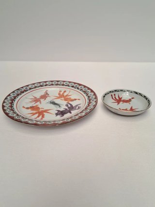 Piatti vintage Macao pesci. Vintage