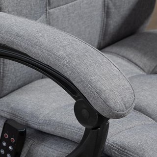 Silla de Oficina Calefactable Con 5 Modos Y 6 Puntos de Masaje, Sillón Ergonómico Con Respaldo Reclinado a 155° Y Reposapiés, Gris