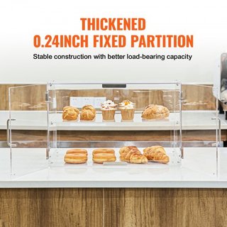 Exhibidor de Pasteles, Exhibidor de Panadería de Mostrador Comercial de 2 Niveles, Caja de Acrílico con Acceso por Puerta Trasera y Estantes Extraíbles, Mantiene Frescos Donas, Bagels, Pasteles, G...