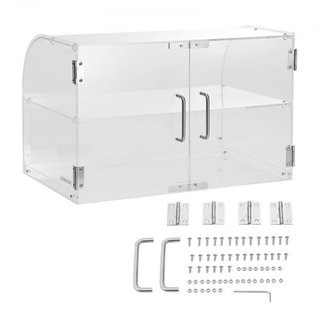 Exhibidor de Pasteles, Exhibidor de Panadería de Mostrador Comercial de 2 Niveles, Caja de Acrílico con Acceso por Puerta Trasera y Estantes Extraíbles, Mantiene Frescos Donas, Bagels, Pasteles, G...