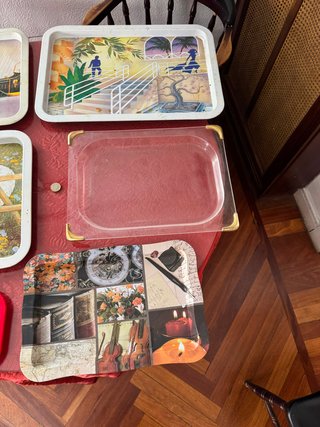 Lote 6 bandejas servir metal retro vintage