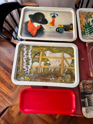 Lote 6 bandejas servir metal retro vintage