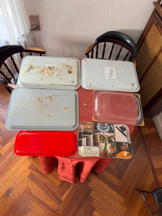 Lote 6 bandejas servir metal retro vintage