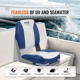 Silla de Barco Plegable de Espalda Baja para Pesca con Acolchado de Esponja 2 Paquetes