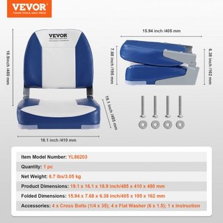 Silla de Barco Plegable de Espalda Baja para Pesca con Acolchado de Esponja 2 Paquetes