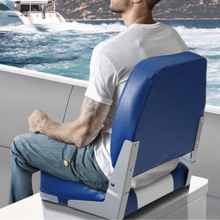 Silla de Barco Plegable de Espalda Baja para Pesca con Acolchado de Esponja 2 Paquetes