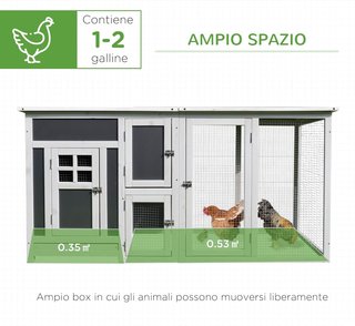 Gallinero Exterior con Techo Impermeable, Área de Correr, Zona de Nidificación, Madera, 160X75X80Cm