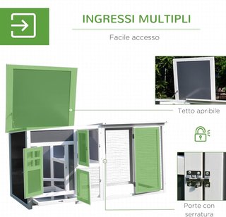 Gallinero Exterior con Techo Impermeable, Área de Correr, Zona de Nidificación, Madera, 160X75X80Cm