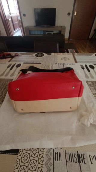 Borsa a Spalla bicolore Particolari Avorio e Rosso