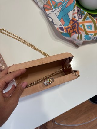 Zapatos de fiesta y clutch rosa dorado