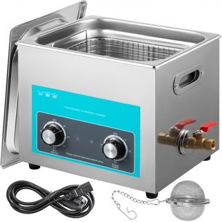 Limpiador Ultrasónico de 10L Limpiador de Joyas con Calentador Temporizador para Limpieza de Joyas Control de Perilla Gafas Anillos Dentaduras Instrumentos Musicales