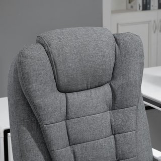 Silla De Oficina Ergonómica Reclinable Con Reposapiés Retráctil, Sillón De Oficina Giratorio Con Altura Ajustable, Respaldo Alto Y Apoyabrazos, En Tela, Gris