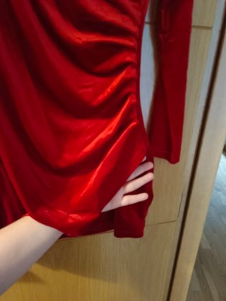 Vestido Terciopelo Rojo Manga Larga