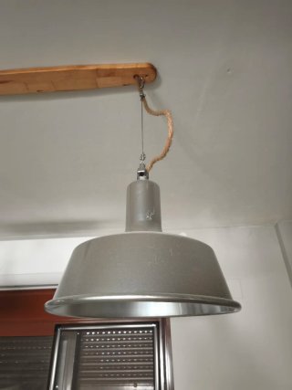 Lámpara industrial de salón doble madera