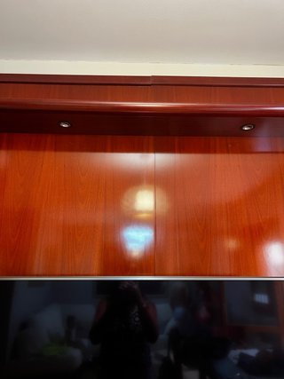 Mueble de salón librería madera y cristal