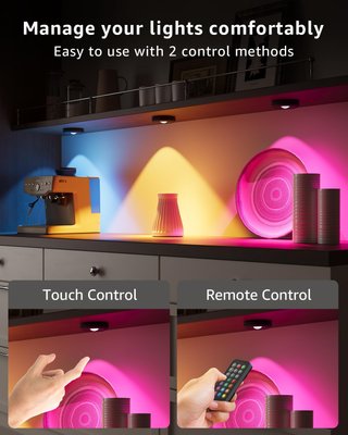6 Focos LED RGB Recargables para Muebles