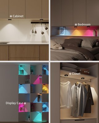 6 Focos LED RGB Recargables para Muebles