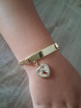 Pulsera Oro Laminado Corazón Virgen