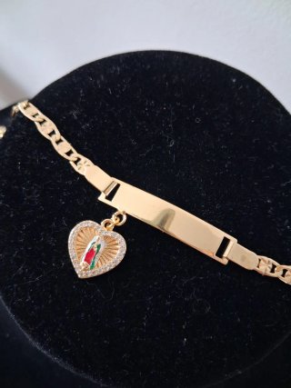 Pulsera Oro Laminado Corazón Virgen