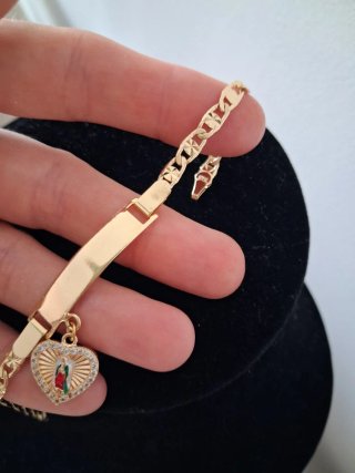 Pulsera Oro Laminado Corazón Virgen