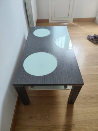 Mesa de centro moderna gris y blanca