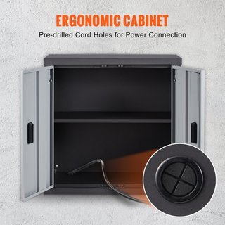 Armario de Pared Plegable, Taquilla de Garaje de Metal Montada de 660 mm Pequeño Cofre de Herramientas Capacidad de Carga de 108.8 kg Estante Ajustable Puerta Magnética Archivo para Almacén Oficin...