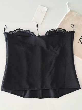 Top Corsetero Negro Zara Talla L