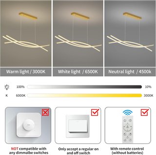 Lámpara Colgante LED Mikeru Dorada 100cm