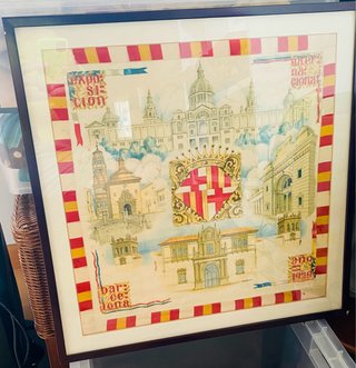 Cartel textil antiguo Exposición Barcelona 1929