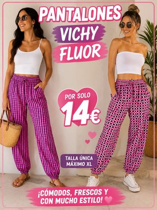 Pantalones Vichy Fluor Talla Única
