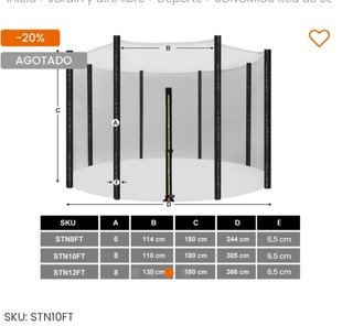 Malla de seguridad para trampolín