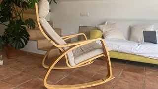 Sillón Mecedora Madera y Tela