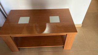 Mesa de centro elevable madera y cristal