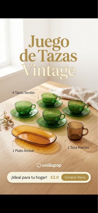 Juego Tazas Duralex Vintage Cristal
