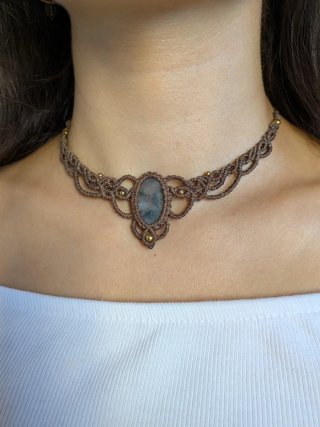 Collana macramè con agata muschiata