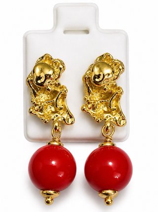 Pendientes Fuego de Oriente Oro y Rojo