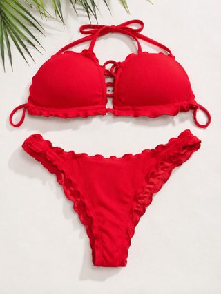 Bikini rojo con volantes