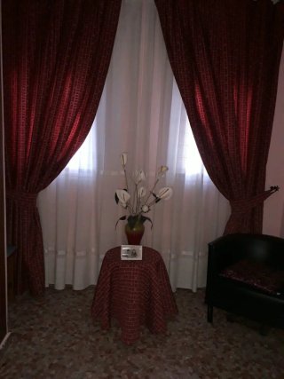 Cortinas rojas con estampado floral sin lot visill