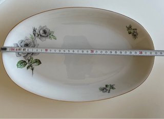 Piatto da portata ovale vintage con bordo oro