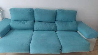 Sofá 3 plazas tela azul