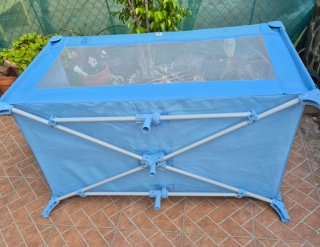 Cuna de viaje plegable azul