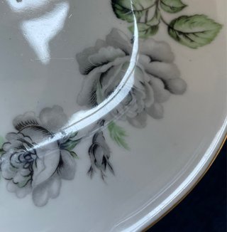 Piccolo piattino ovale vintage con rose